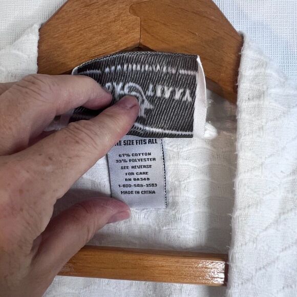 Boca Terry Cloth Robe Waffle Weave Spa Robe Cotton Blend Belted One Size White - Picture 10 of 11